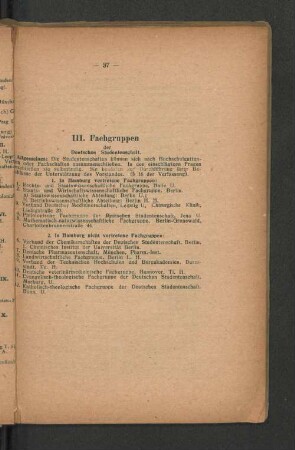 III. Fachgruppen.