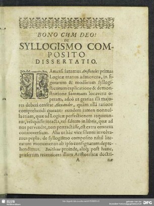 Bono Cum Deo! De Syllogismo Composito Dissertatio