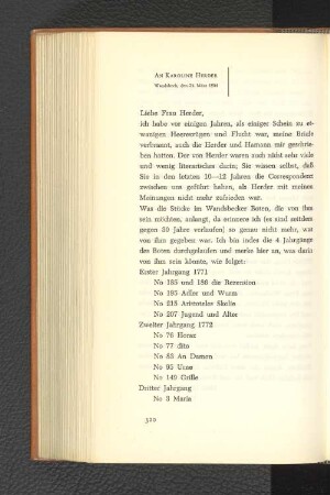 An Karoline Herder Wandsbeck, den 24. März 1804