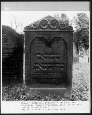Grabstein von Samuel Trautmann (gestorben 1846.11.17)