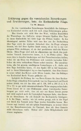 Erklärung gegen die vorstehenden Bemerkungen und Erwiderungen, betr. die Kochendorfer Frage