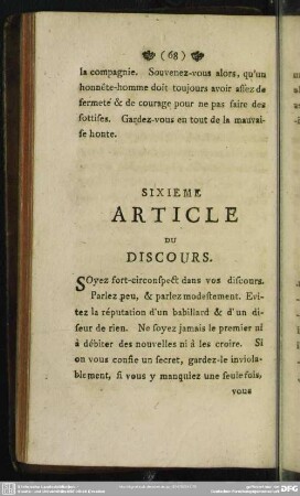 Sixieme Article Du Discours