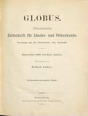 Globus : illustrierte Zeitschrift für Länder- und Völkerkunde. 66. 1894
