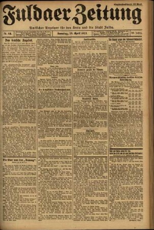 Erste Ausgabe vom Sonntag, den 29. April 1923.