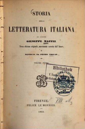 Storia della letteratura italiana di Giuseppe Maffeí, 1