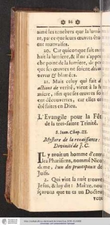 L'Evangile pour la Fête de la tres-saint Trinité
