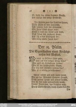 Der 15. Psalm. Die Eigenschaften eines Reichsgenossen des Meßias.