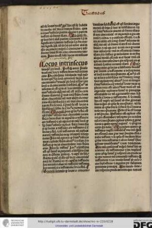 Postquam autor premisit divisionem loci et diffunctiones membrorum eius, hic consequenter subdivit unum membrum ipsius secundum locum extrinsecum dicens...