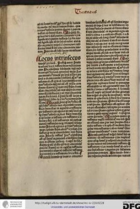 Postquam autor premisit divisionem loci et diffunctiones membrorum eius, hic consequenter subdivit unum membrum ipsius secundum locum extrinsecum dicens...