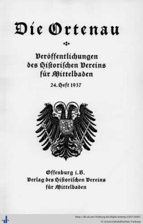 24. Heft: Die Ortenau: Zeitschrift des Historischen Vereins für Mittelbaden