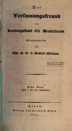 Der Verfassungsfreund : ein Landtagsblatt für Deutschland. 1