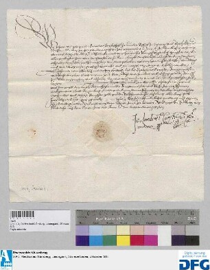 Johann, erwählter Erzbischof zu Lunden (Lund), Bischof zu Costantz (Konstanz) und Roschilden (Roskilde) stellt der Stadt Nürnberg Quittung aus über 400 fl. Stadtsteuer, die ihm der Kaiser nach dem Tode des Heinrich Rudolf von Wetze verschrieben hatte.