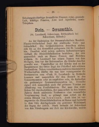 Stein. - Gerasmühle. (St. Leonhard, Schweinau, Röthenbach bei Schweinau, Eibach.)
