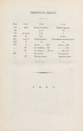 Principaux errata