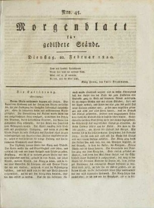 Nro. 45. Dienstag, 22. Februar 1820. - Nro. 51. Dienstag, 29. Februar 1820.