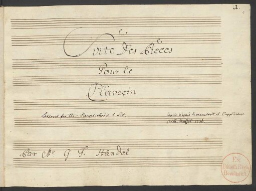 Suiten. Arr; cemb; A-Dur; HWV 426
