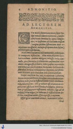 Admonitio Ad Lectorem.