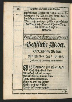 Geistliche Lieder. Die Siebende Wochen.