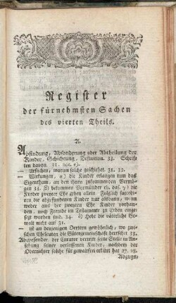 Register der fürnehmsten Sachen des vierten Theils.