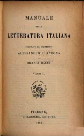 Manuale della letteratura italiana, II