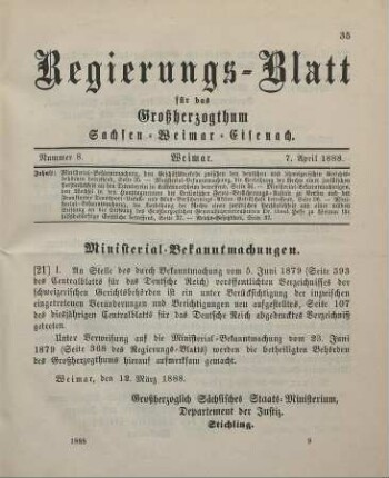 21. Ministerial-Bekanntmachung, den Geschäftsverkehr zwischen den deutschen und schweizerischen Gerichtsbehörden betreffend