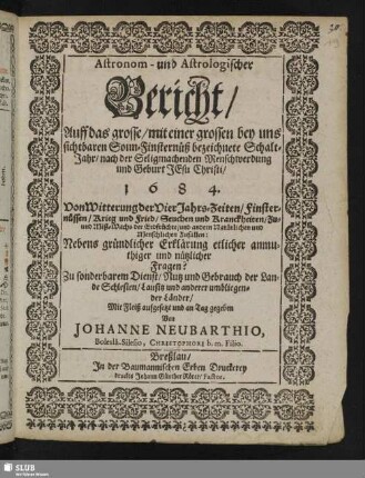 Astronom- und Astrologischer Bericht