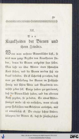 XII. Von Krankheiten der Bienen und ihren Feinden.