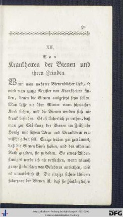 XII. Von Krankheiten der Bienen und ihren Feinden.