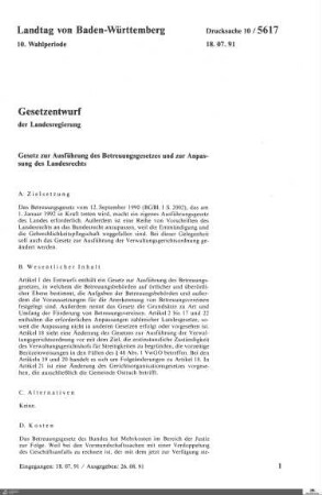 Ausführungsgesetz Betreuungsgesetz