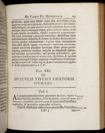 Cap. XXI. De Musculis Totius Corporis Humani. - Cap. XXIX. De Partibus Spirituosis.
