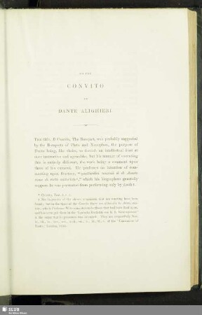 On The Convito Of Dante Alighieri