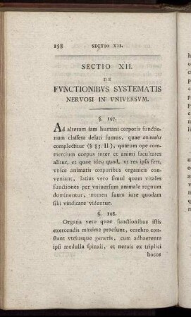 Sectio XII. De Functionibus Systematis Nervosi in universum