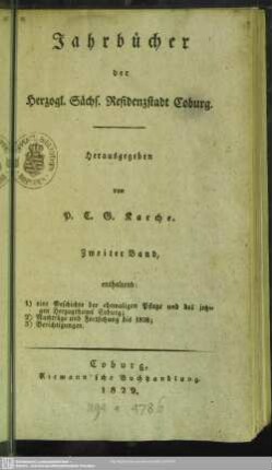 2: Jahrbücher der Herzoglich Sächsischen Residenzstadt Coburg