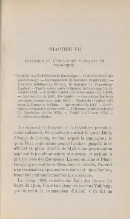 Chapitre VII Extension de l'influence francaise en Indo-Chine