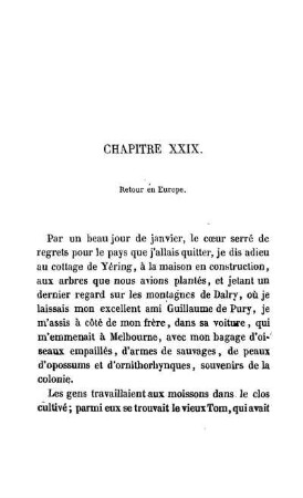 CHAPITRE XXIX. - Retour en Europe