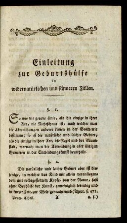 Einleitung zur Geburtshülfe in widernatürlichen und schweren Fällen