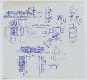 "Schule allgemein" (nicht realisiert) – Lageplan, Ansicht, Grundriss, Detailansicht, Detailansicht Stützenstellung