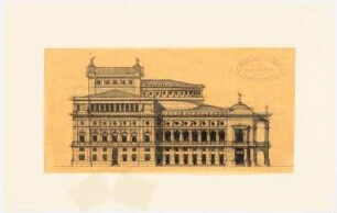 Theater-Entwürfe: Theater: Seitenansicht 1:300 (Variante zu Inv.Nr. 2139)