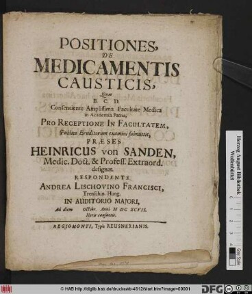 Positiones, De Medicamentis Causticis