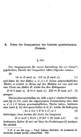X. Ueber die Composition der binären quadratischen Formen.