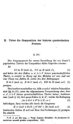 X. Ueber die Composition der binären quadratischen Formen.