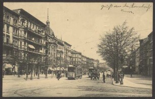 Ansichtskarte Straßenbahn und Automobil, Belle-Alliance-Straße [1/2]
