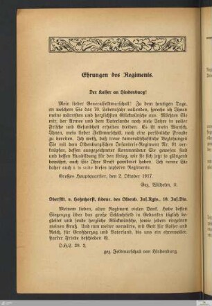 Ehrungen des Regiments