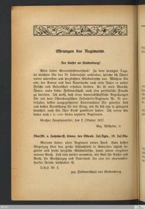 Ehrungen des Regiments