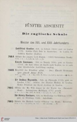 Fünfter Abschnitt: Die englische Schule (Nr. 798 A - 798 D)