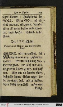 Der LXXI. Psalm - Der LXXX. Psalm