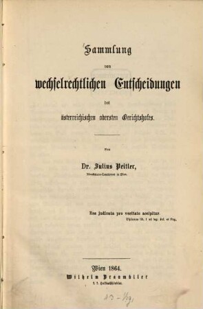 Sammlung von wechselrechtlichen Entscheidungen des österreichischen Obersten Gerichtshofes