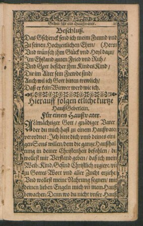 Hierauff folgen etliche kurtze HaußGebetlein.