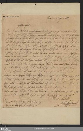 Brief von Fürstenau, Anton Bernhard vom 20.02.1828