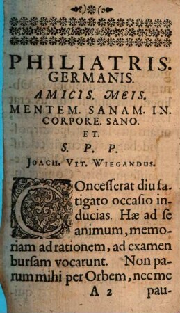 De philiatrorum Germanorum itineribus